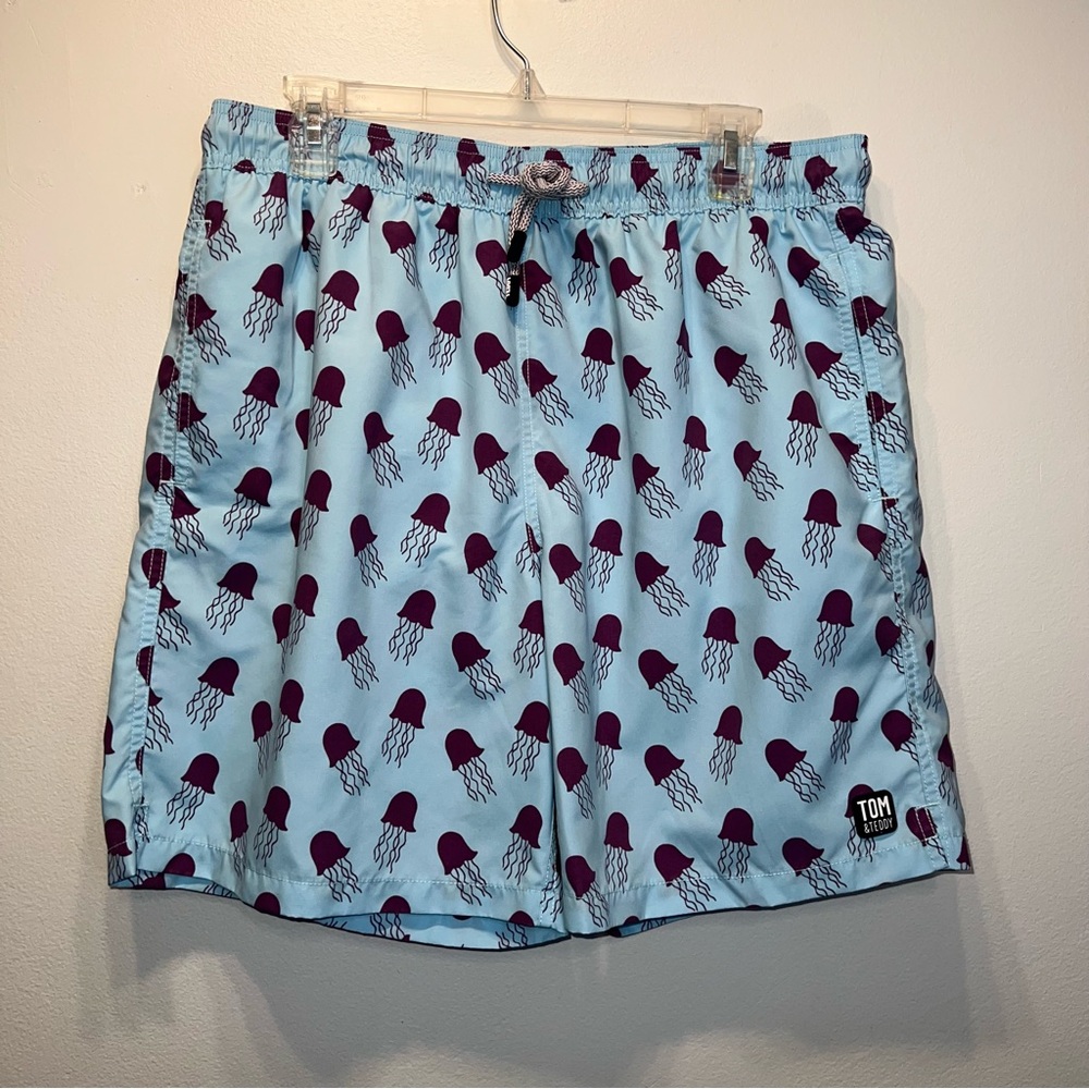 Tom & Teddy Swimwear Men's Blue Jelly Fish Swim Trunks Shorts Size XL